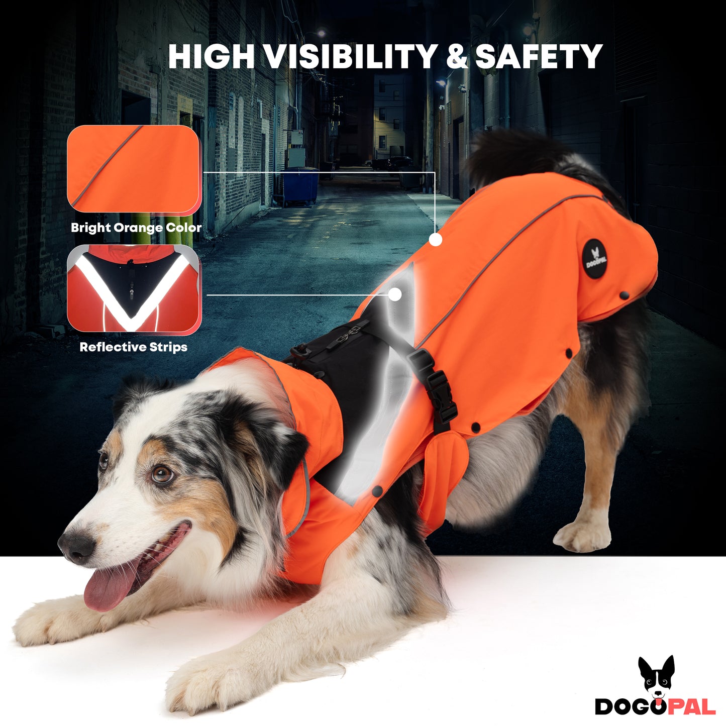 DOGOPAL All-Season Dog Coat with Removable Fleece - – Waterproof Dog Raincoat for Small & Large Dogs