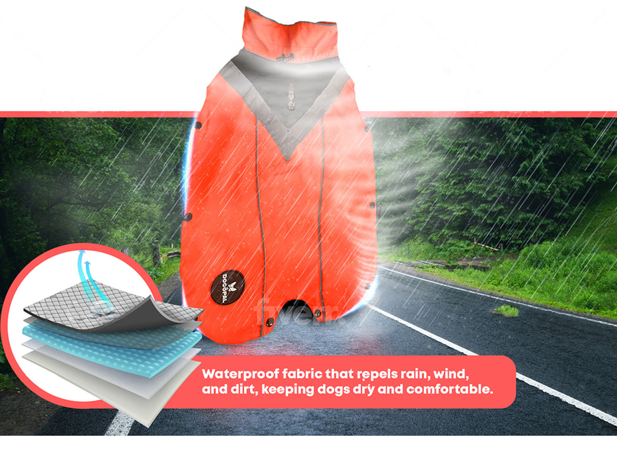 DOGOPAL All-Season Dog Coat with Removable Fleece - – Waterproof Dog Raincoat for Small & Large Dogs