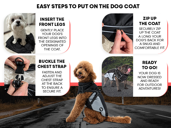 DOGOPAL Dog Raincoat with Built-in Harness