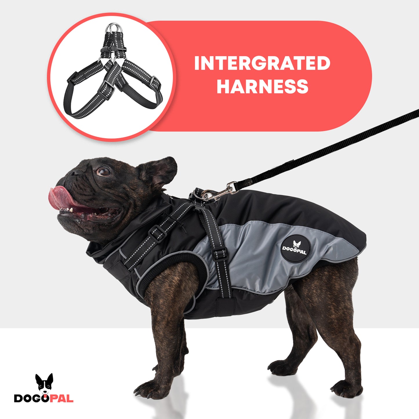 DOGOPAL Dog Raincoat with Built-in Harness