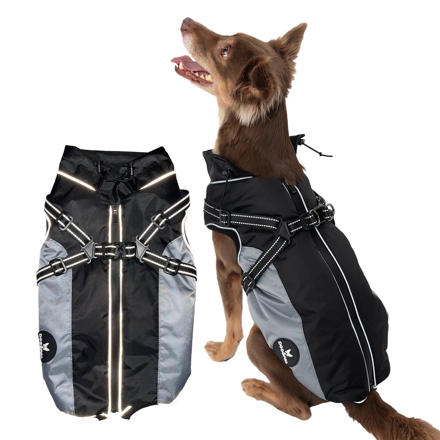 DOGOPAL Dog Raincoat with Built-in Harness