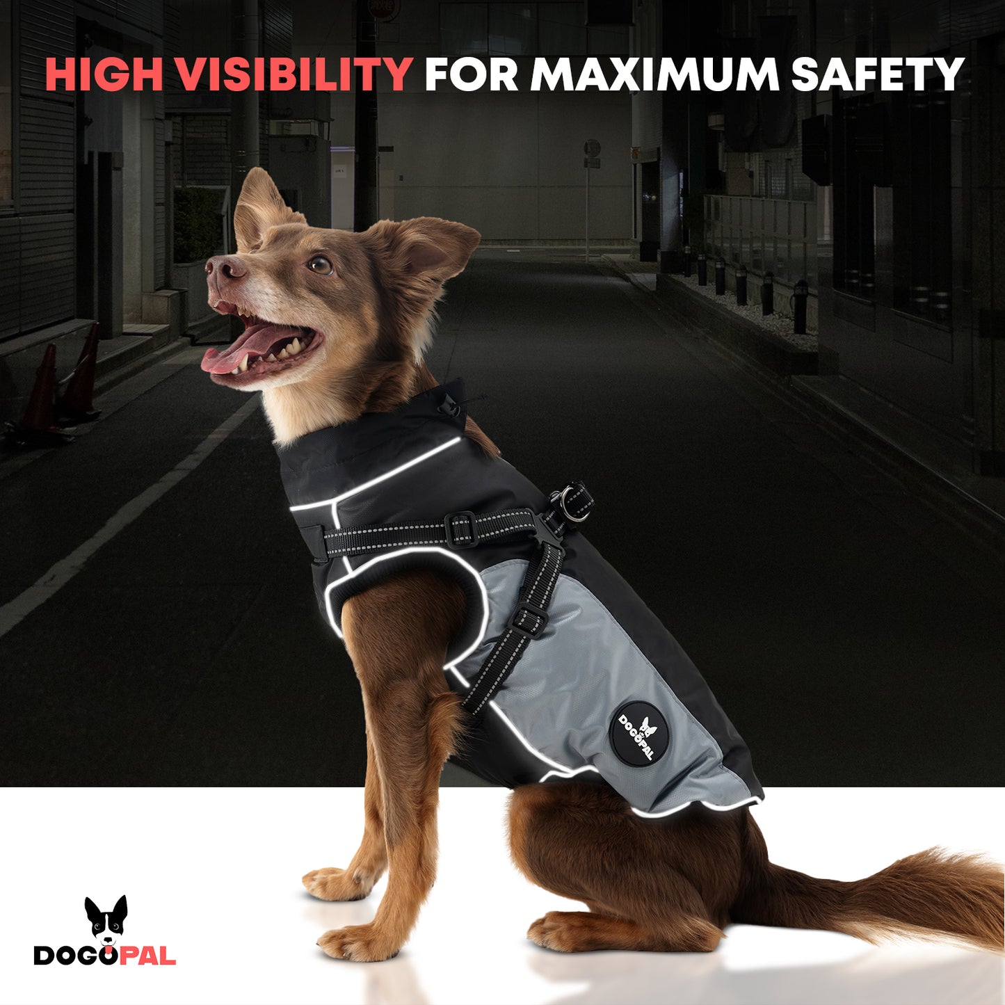 DOGOPAL Dog Raincoat with Built-in Harness