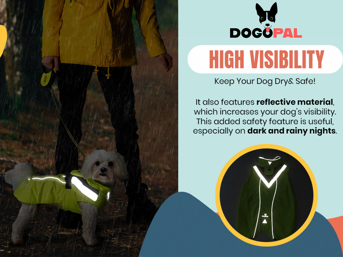 DOGOPAL Dog Raincoat- Reflective and Waterproof - for Small, Medium and Large Dogs