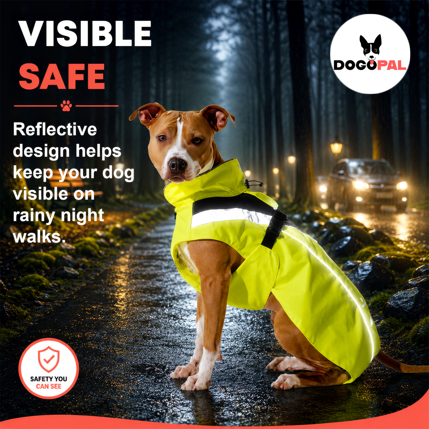 DOGOPAL Dog Raincoat- Reflective and Waterproof - for Small, Medium and Large Dogs
