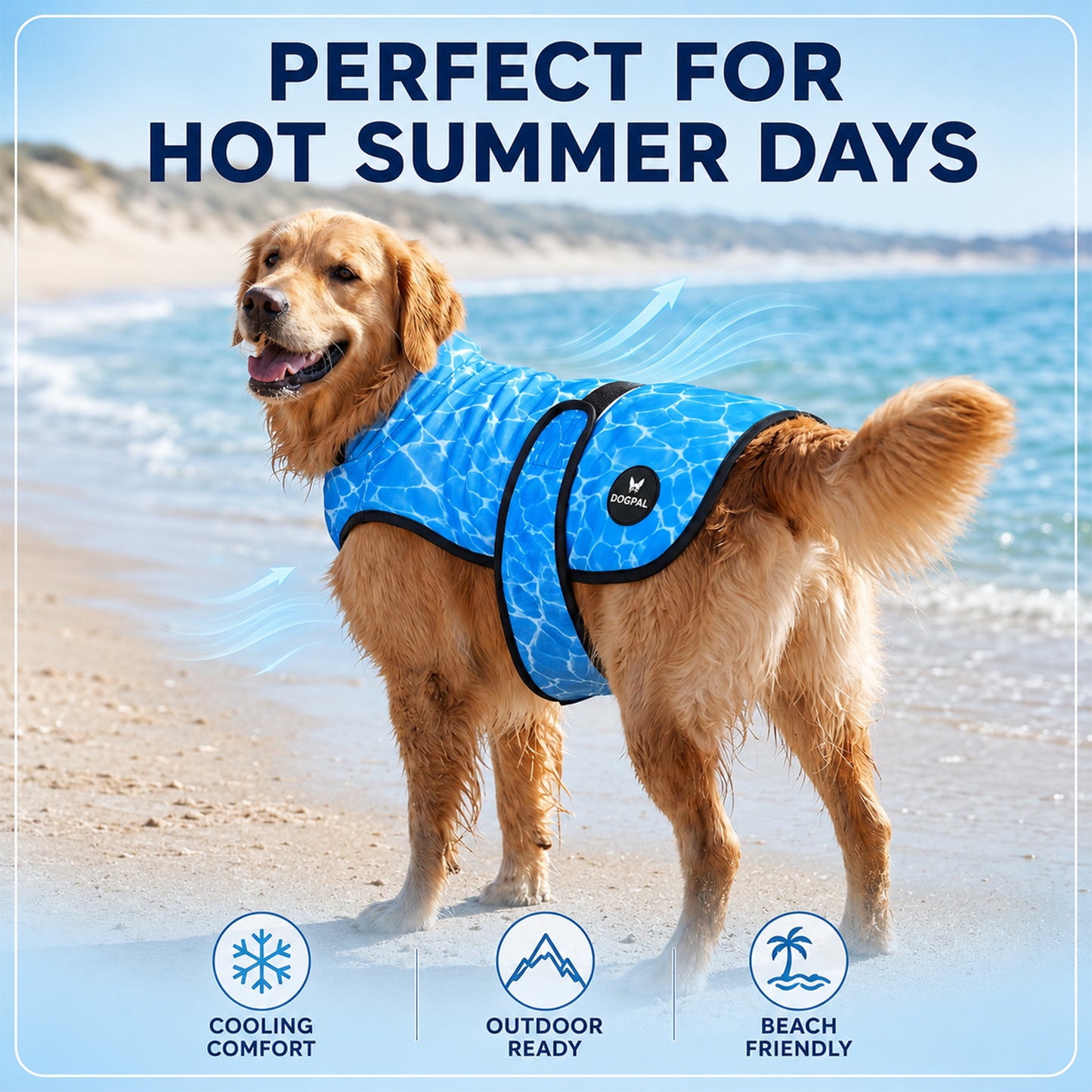 DOGOPAL Dog Cooling Vest for Dogs, Water-Activated UV Sun Protection for Hot Weather