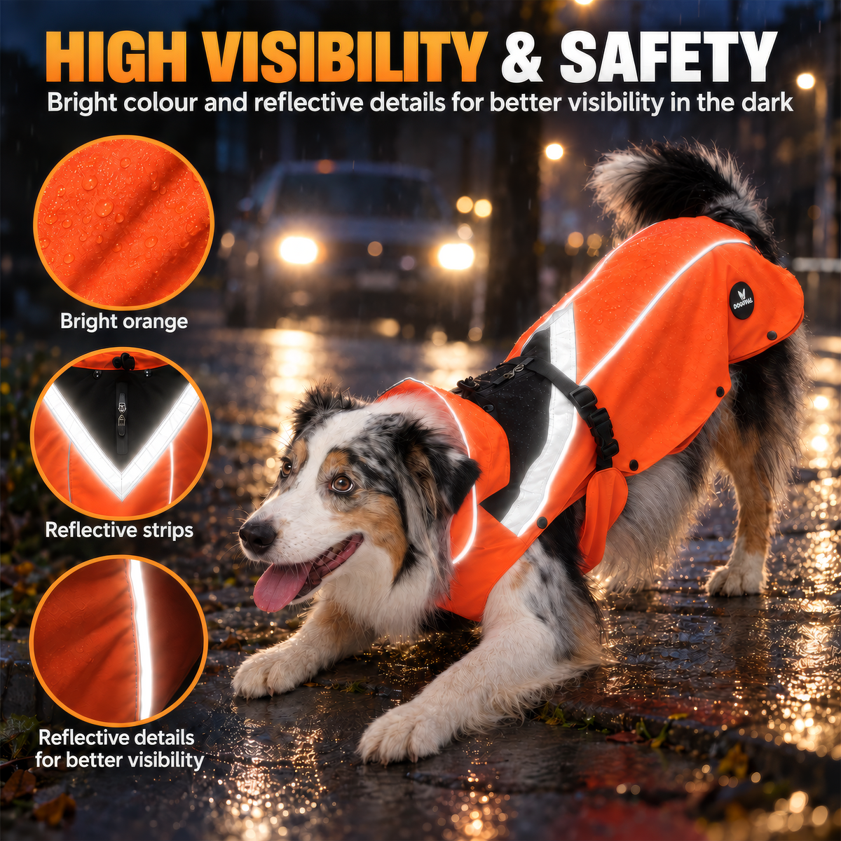 DOGOPAL All-Season Dog Coat with Removable Fleece - – Waterproof Dog Raincoat for Small & Large Dogs