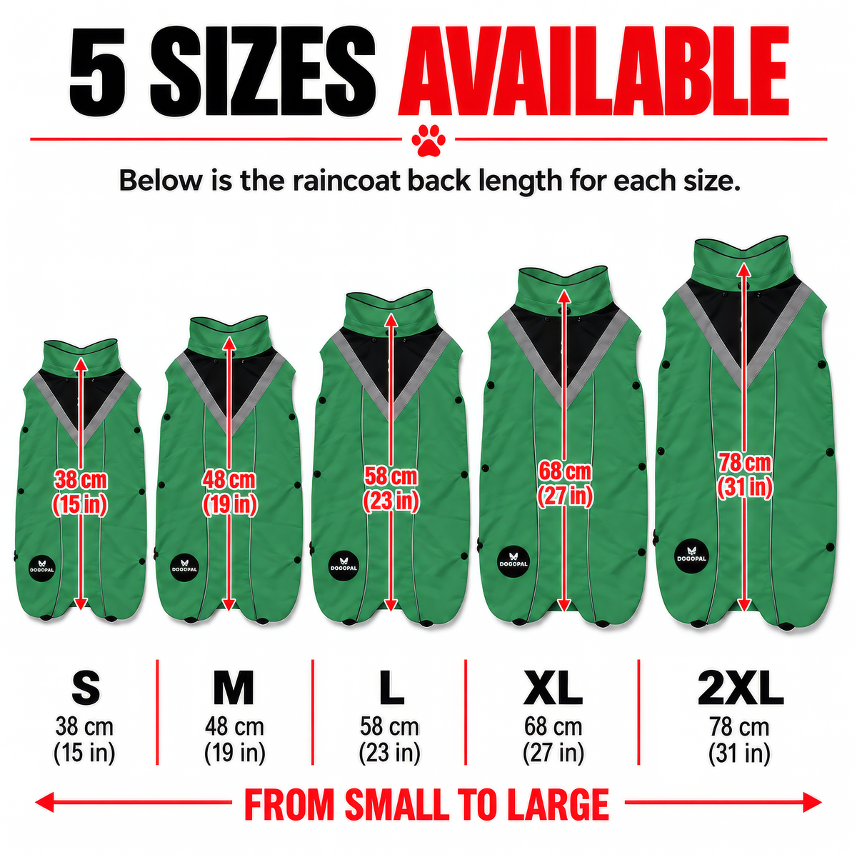DOGOPAL All-Season Dog Coat with Removable Fleece – Waterproof Dog Raincoat for Small & Large Dogs GREEN