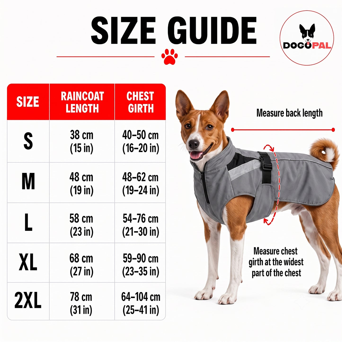 DOGOPAL Dog Raincoat- Reflective and Waterproof - for Small, Medium and Large Dogs