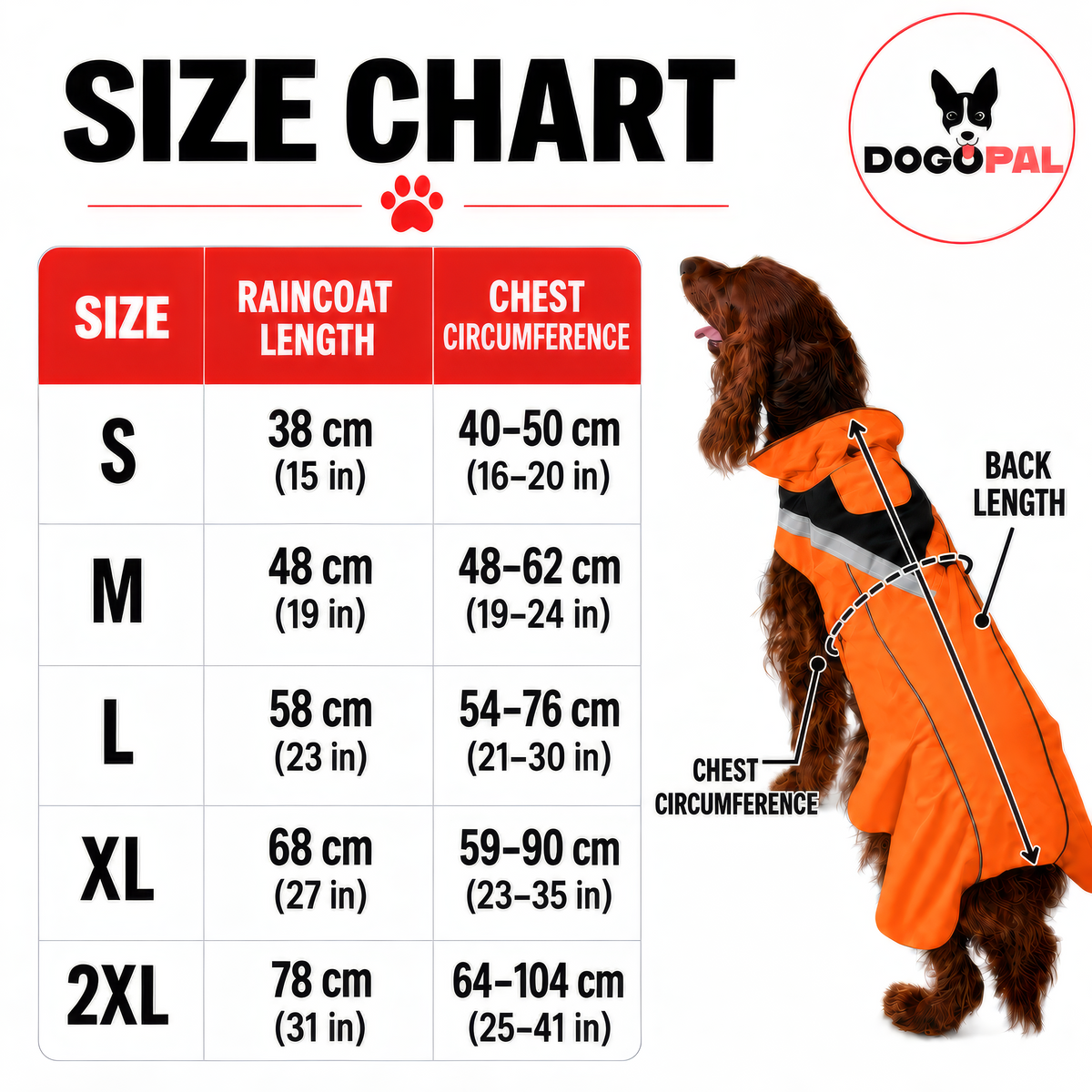 DOGOPAL All-Season Dog Coat with Removable Fleece - – Waterproof Dog Raincoat for Small & Large Dogs