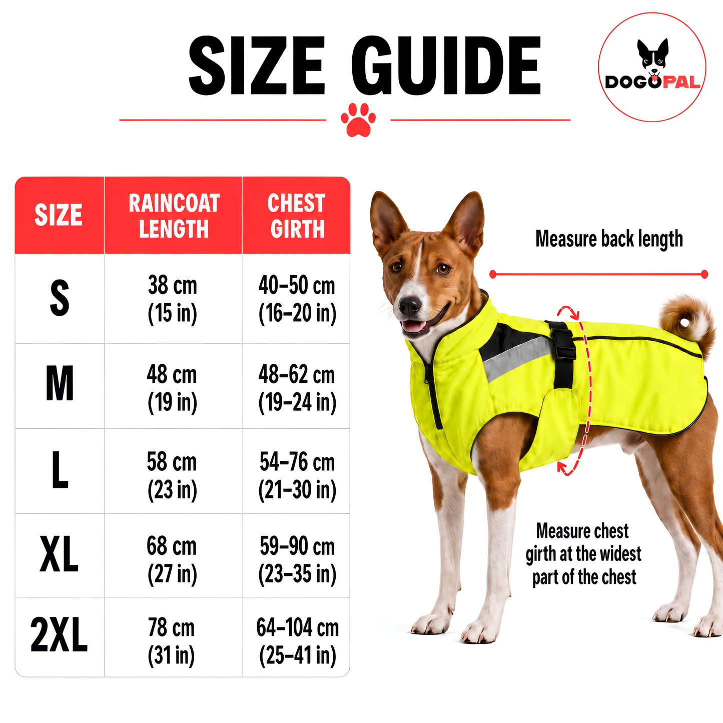 DOGOPAL Dog Raincoat- Reflective and Waterproof - for Small, Medium and Large Dogs