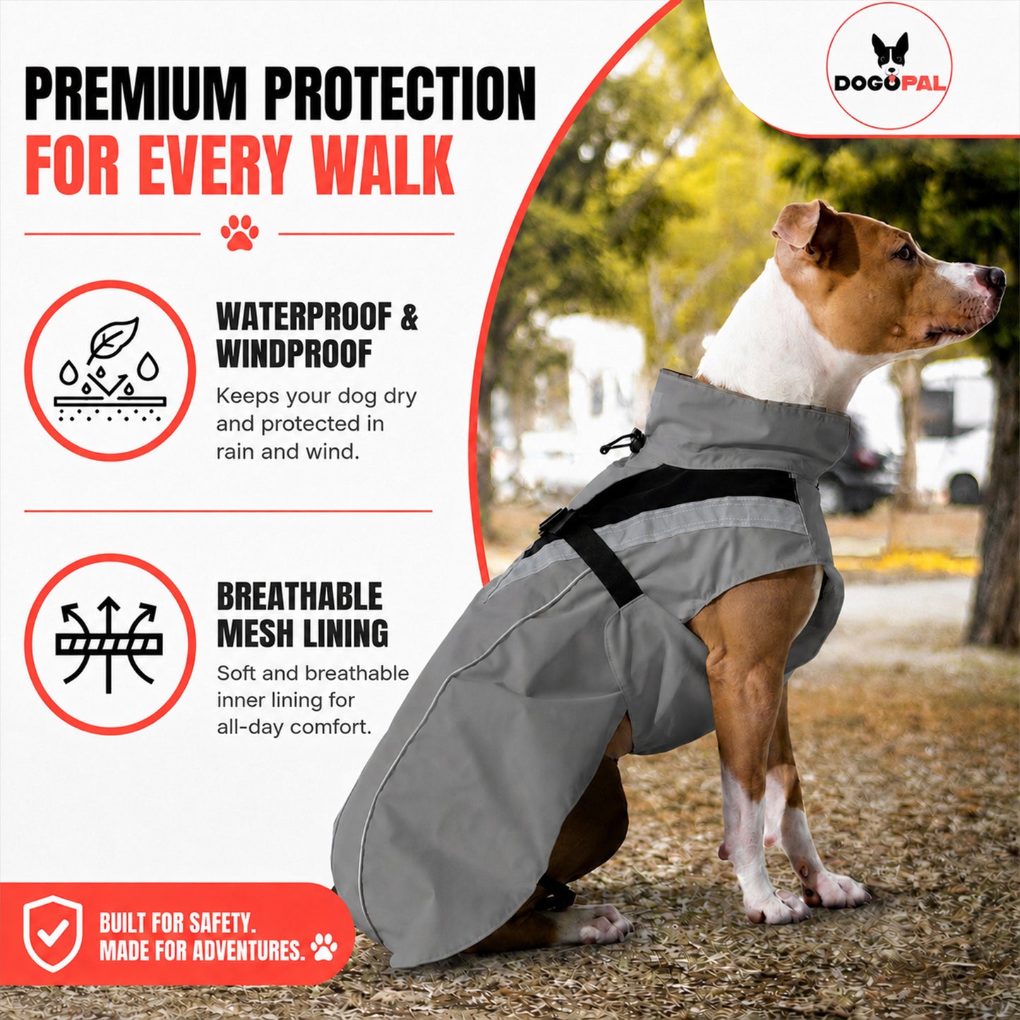 DOGOPAL Dog Raincoat- Reflective and Waterproof - for Small, Medium and Large Dogs