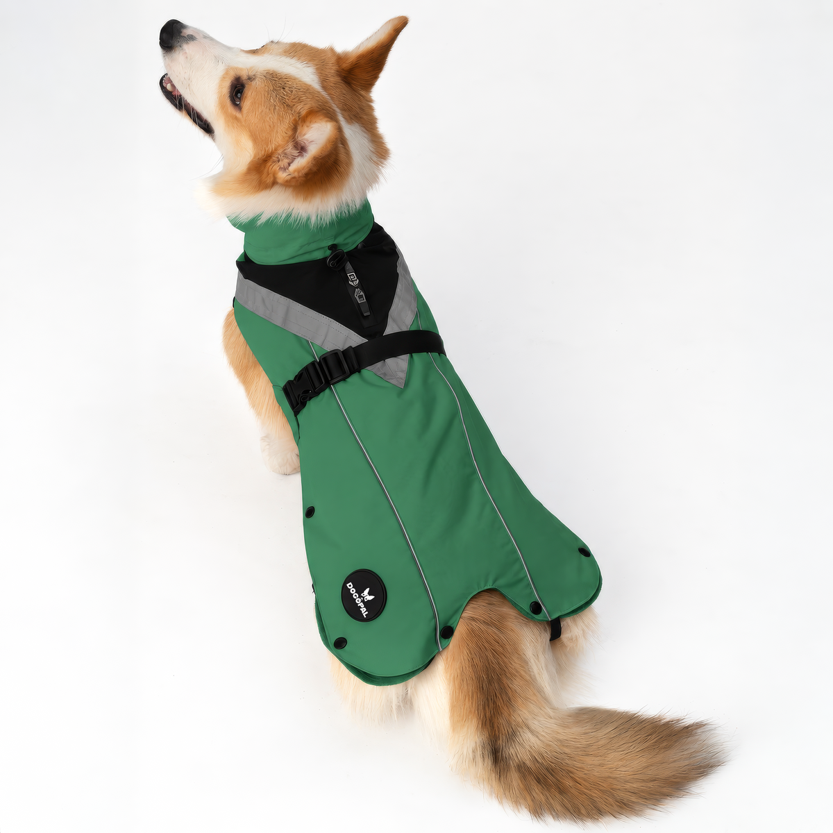 DOGOPAL All-Season Dog Coat with Removable Fleece – Waterproof Dog Raincoat for Small & Large Dogs GREEN