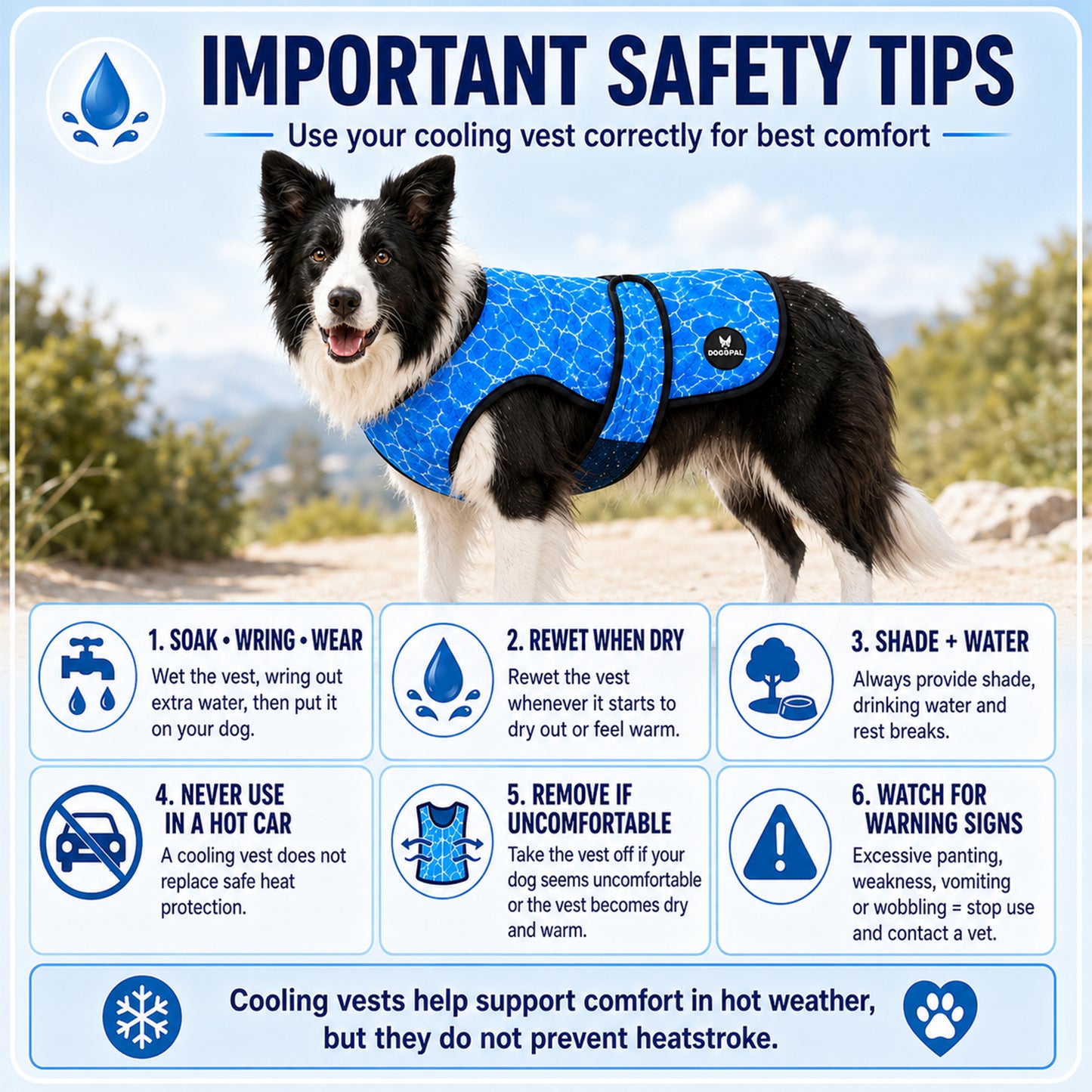 DOGOPAL Dog Cooling Vest for Dogs, Water-Activated UV Sun Protection for Hot Weather