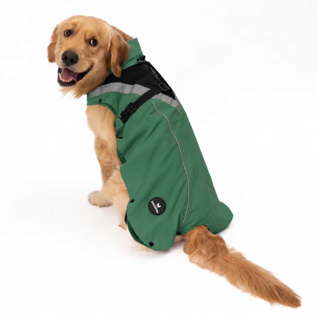 DOGOPAL All-Season Dog Coat with Removable Fleece – Waterproof Dog Raincoat for Small & Large Dogs GREEN