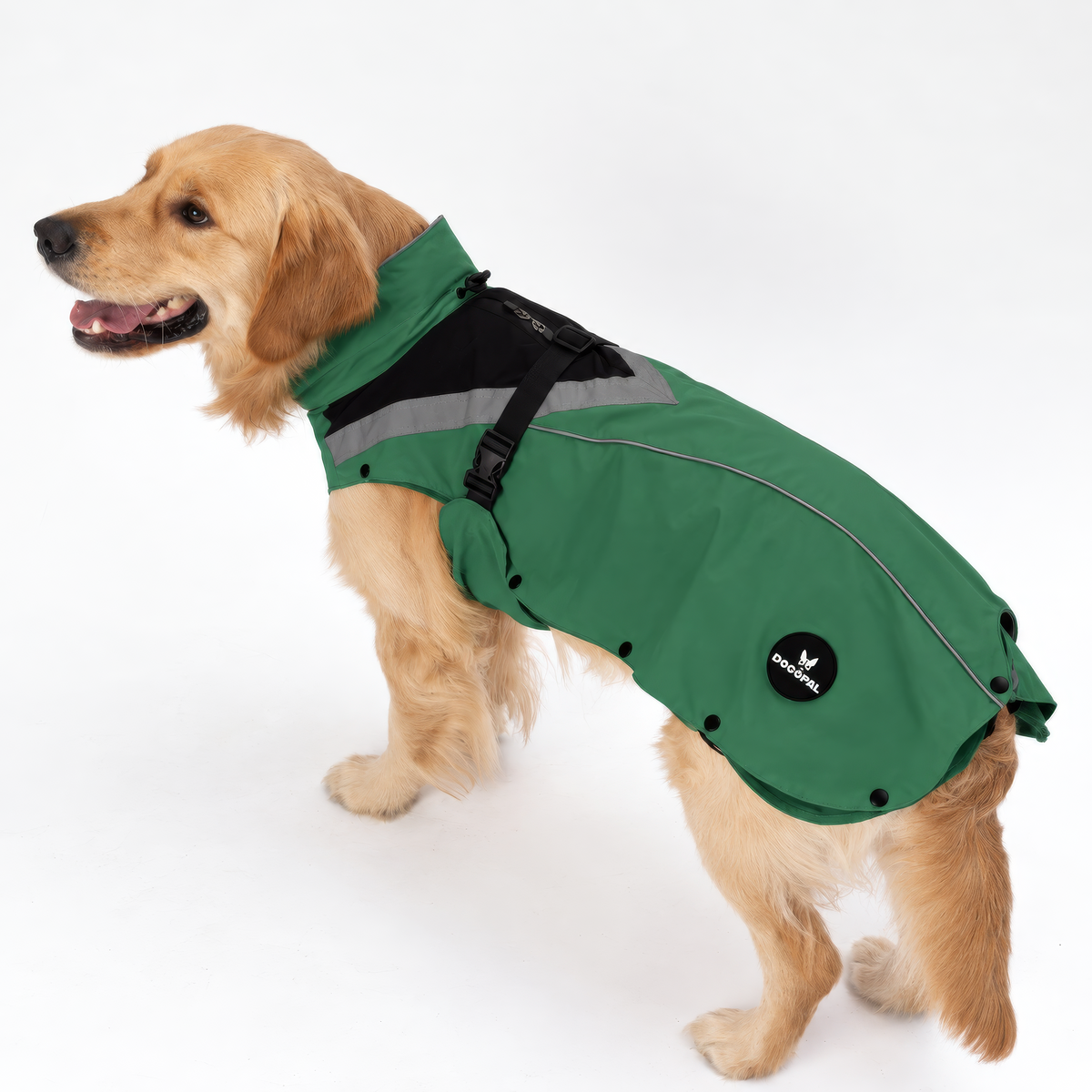 DOGOPAL All-Season Dog Coat with Removable Fleece – Waterproof Dog Raincoat for Small & Large Dogs GREEN