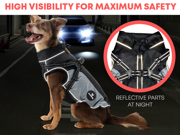 DOGOPAL Dog Raincoat with Built-in Harness