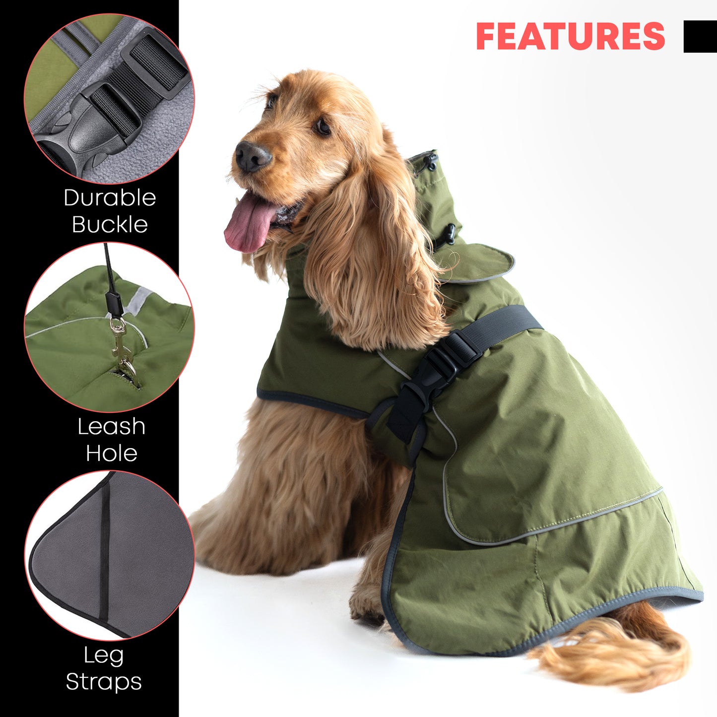 DOGOPAL Waterproof Dog Coat for Cold Weather, for Small, Medium, and Large Dogs - Windproof Breathable