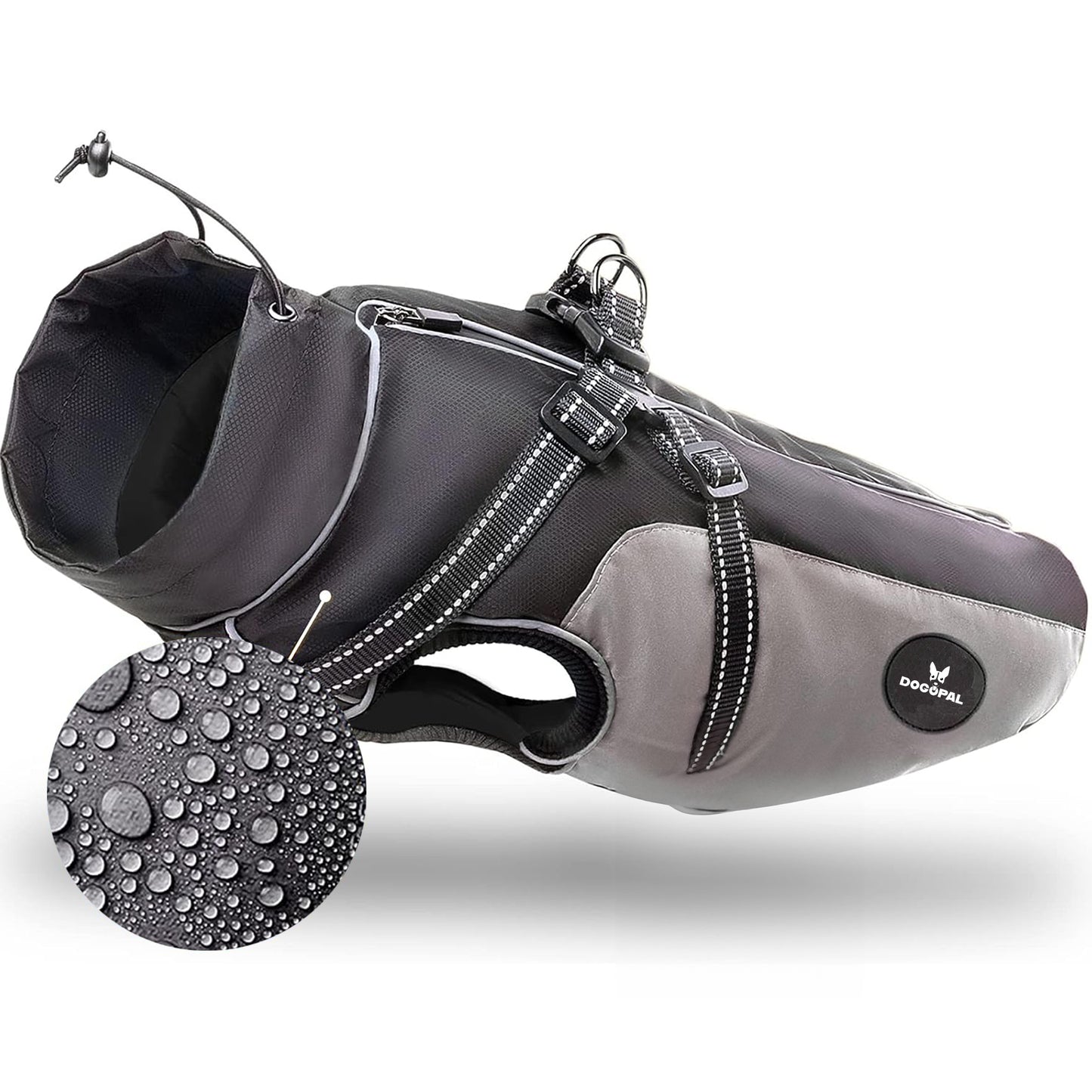 DOGOPAL Dog Raincoat with Built-in Harness