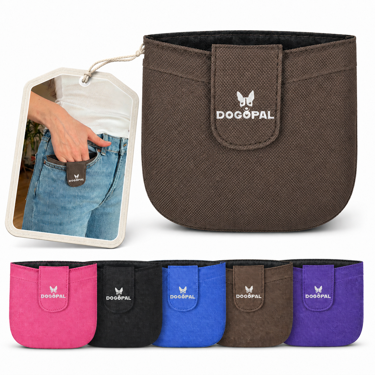 DOGOPAL Dog Treat Pouch for Training, Compact Pocket Treat Pouch with Magnetic Closure, Slim Dog Treat Bag and Treat Holder for Walks