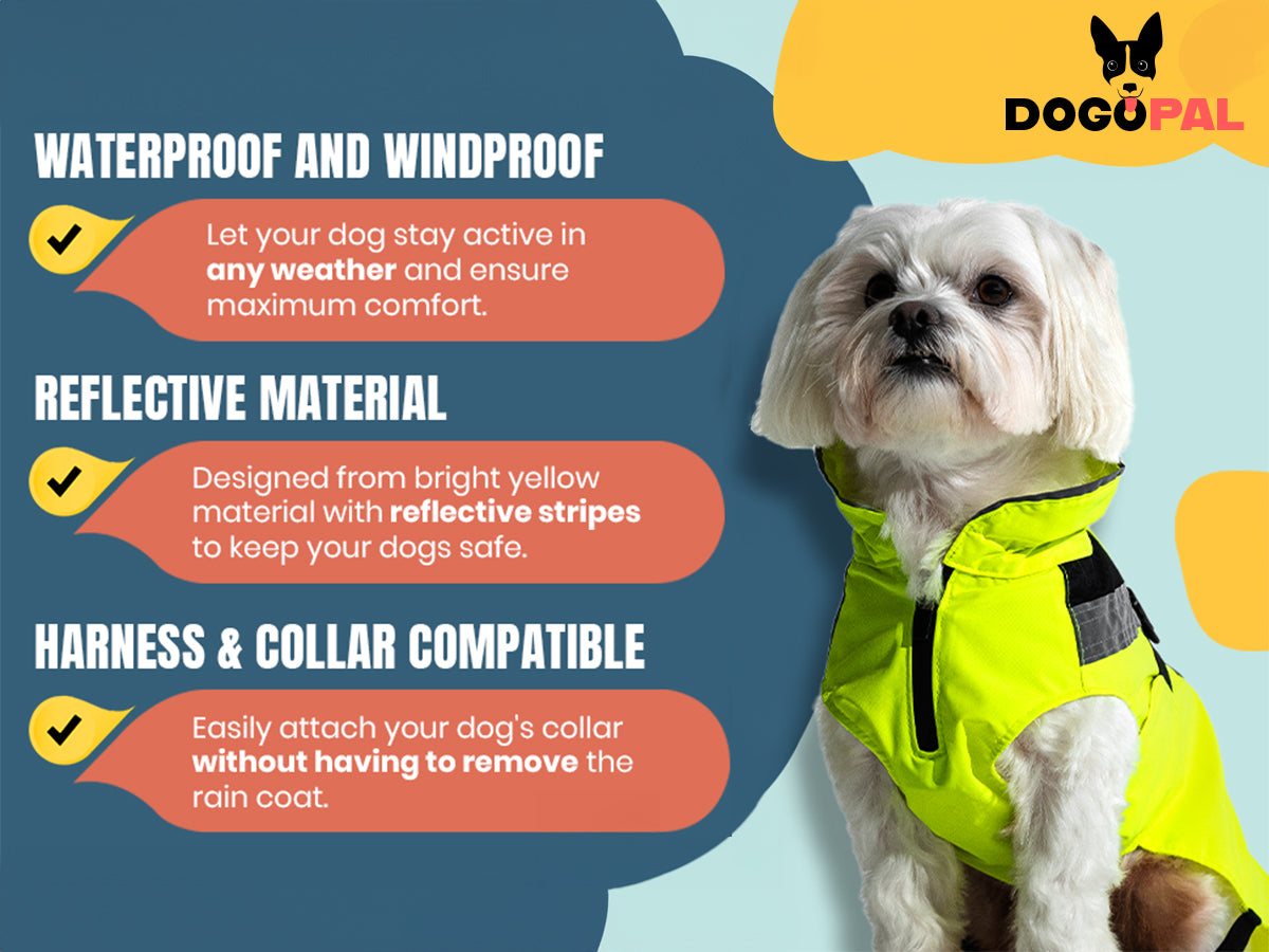 DOGOPAL Dog Raincoat- Reflective and Waterproof - for Small, Medium and Large Dogs