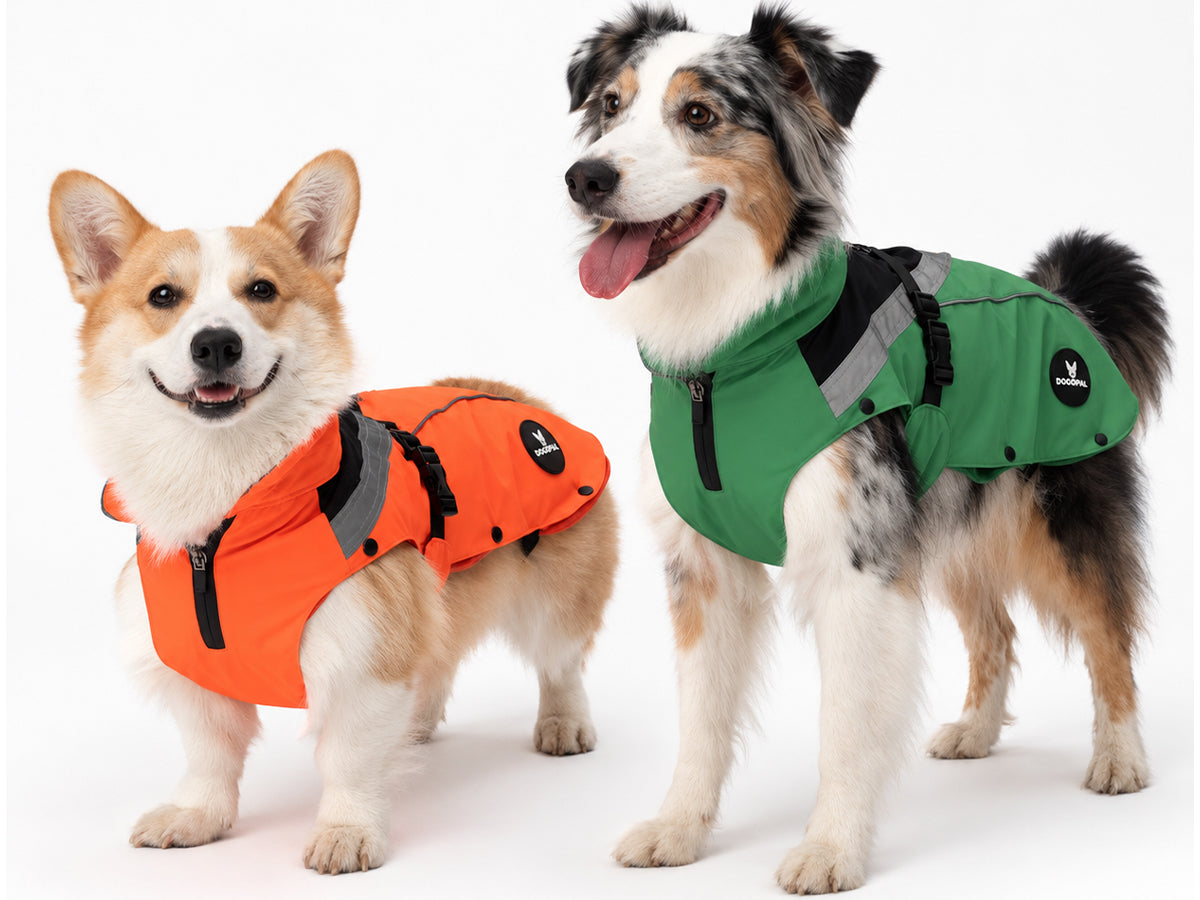 DOGOPAL All-Season Dog Coat with Removable Fleece - – Waterproof Dog Raincoat for Small & Large Dogs