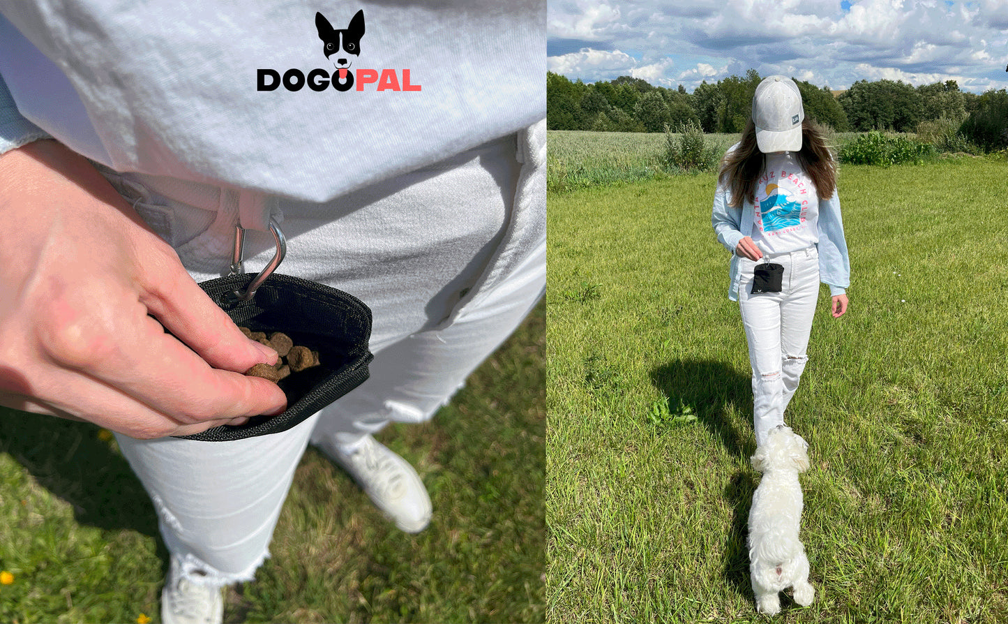 DOGOPAL Dog Treat Pouch – Treat Pouches for Pet Training - Dog Walking and Travel Accessories - Easy One-Handed Access to Treats from the Bag